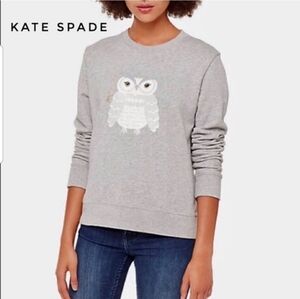 Kate Spade Broome Street Grey Owl Sweatshirt Size S